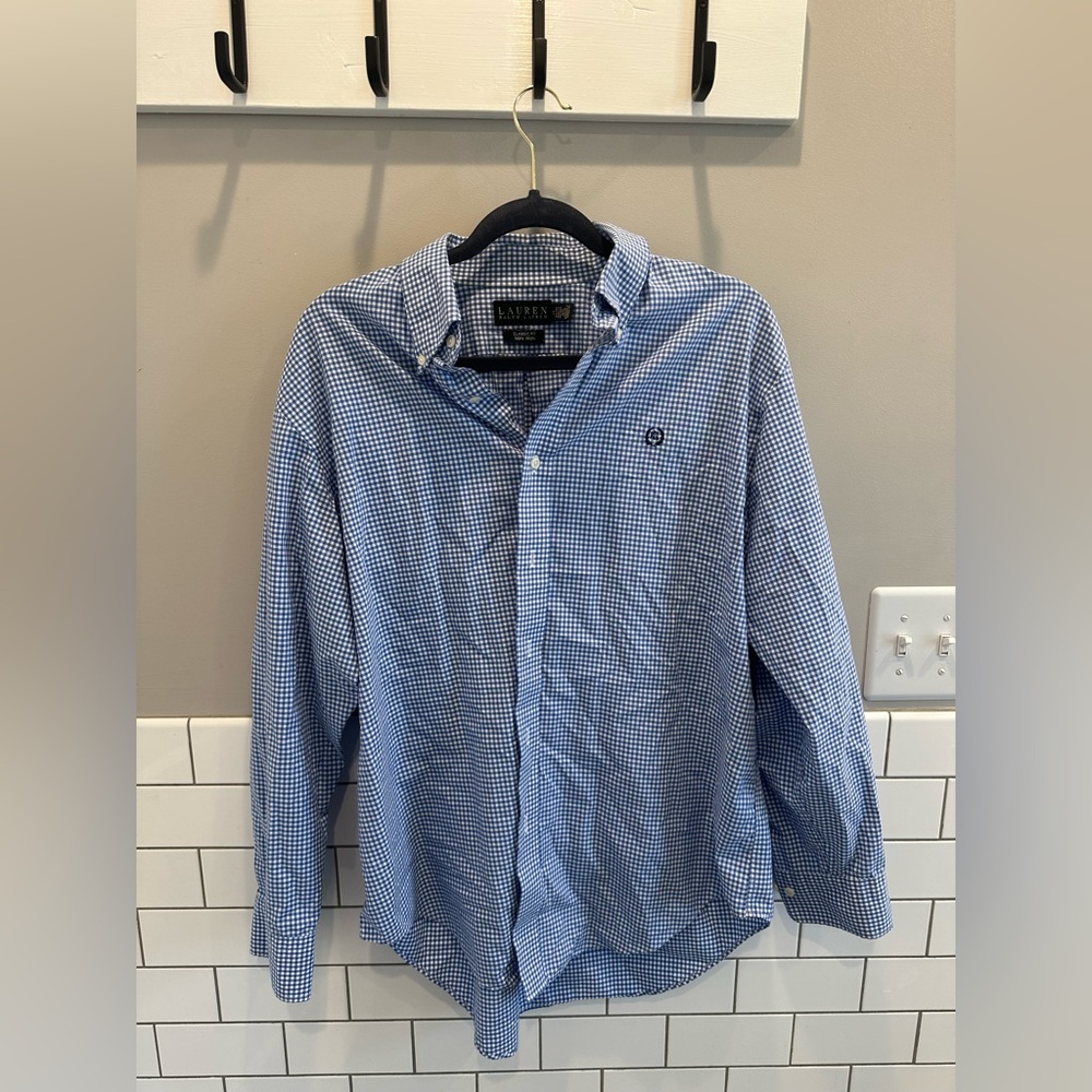 Ralph Lauren Men's Blue Checkered Shirt Large Tall